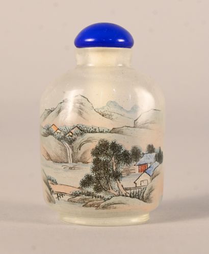 Internally painted glass snuff bottle with...