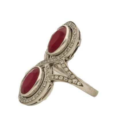 Ruby and diamond ring, late 20th century
Set...