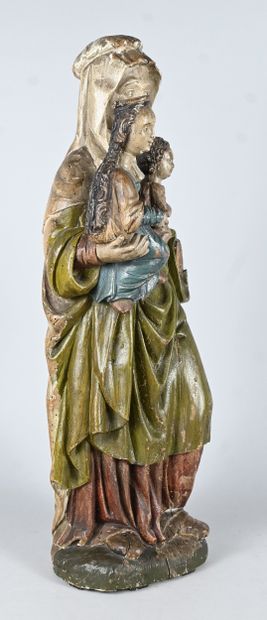Sainte Anne trinitaire in polychrome carved...