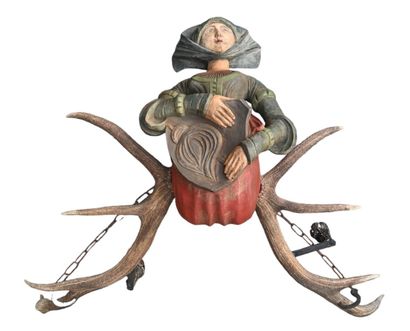 German Lüsterweibchen in carved wood and...