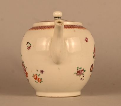 Famille Rose porcelain globular teapot decorated...