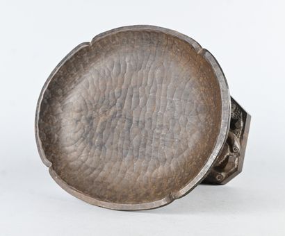 Carved wooden Black Forest bowl with bear,...