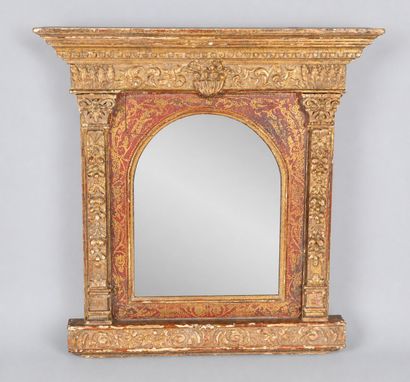 Baroque style mirror in carved and gilded...