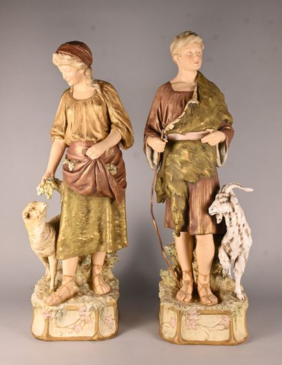 Royal Dux (Bohemia) - Pair of polychrome...