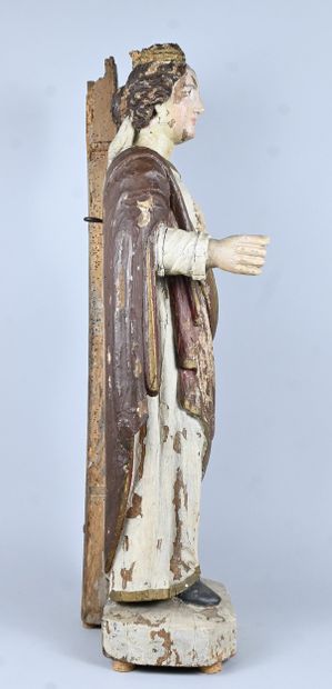 Saint Barbara, oak sculpture, Flanders 17th...