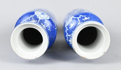 Paire de vases en porcelaine bleu et blanc,...