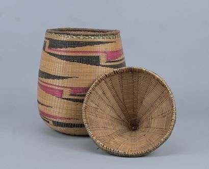 Tutsi Agaseke basket with polychrome geometric...