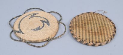 Pair of Tutsi trays in woven plant fibers...