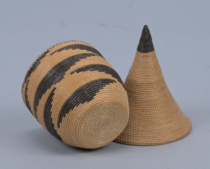 Tutsi agaseke with black geometric decoration...