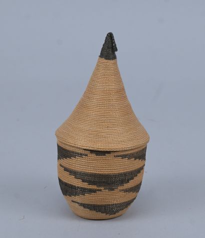Tutsi agaseke with black geometric decoration...