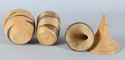 Two covered Tutsi agaseke from Rwanda - woven...