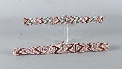 Two Rwanda Tutsi beaded knives - glass bead...