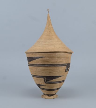 Large Tutsi Agaseke basket with conical lid...