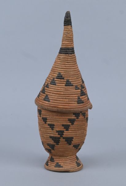 Tutsi agaseke on pedestal with geometric...