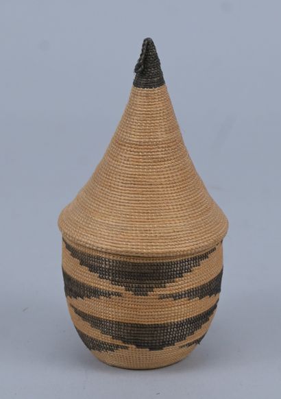 Tutsi agaseke with black geometric decoration...