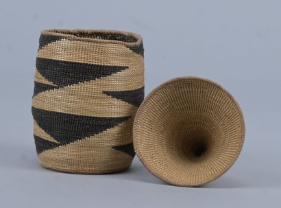 Geometrically decorated Tutsi agaseke - Rwanda...