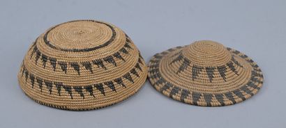Tutsi covered basket in raffia basketry -...
