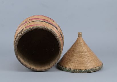 Tutsi Agaseke basket with polychrome geometric...