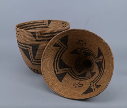 Large Tutsi agaseke basketware with conical...
