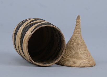 Geometrically decorated Tutsi agaseke - Rwanda...