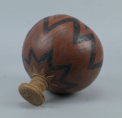 Tutsi gourd with incised geometric decoration...
