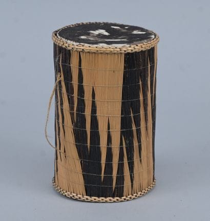 Small Tutsi drum sheathed in skin and braided...