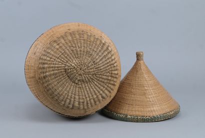 Tutsi Agaseke basket with polychrome geometric...