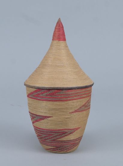 Tutsi Agaseke basket with red decoration...