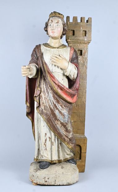 Saint Barbara, oak sculpture, Flanders 17th...