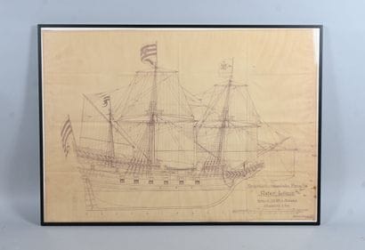 Plan de navire « Roter Löwe » 1597 – Eau-forte...
