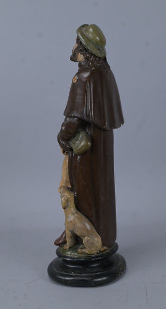 Saint Roch the Pilgrim with His Dog, polychrome...