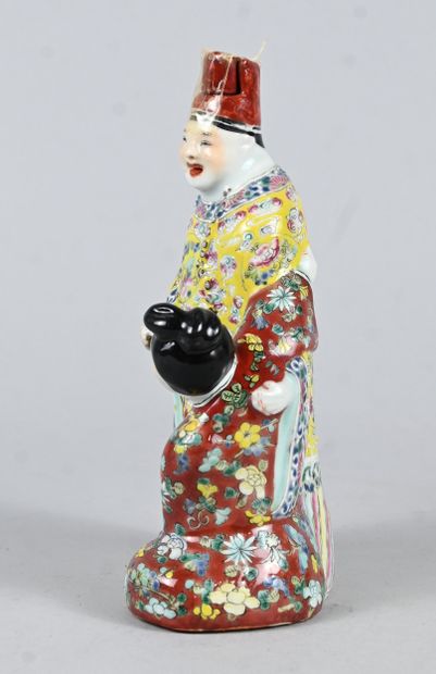 Flacon anthropomorphe chinois en porcelaine...