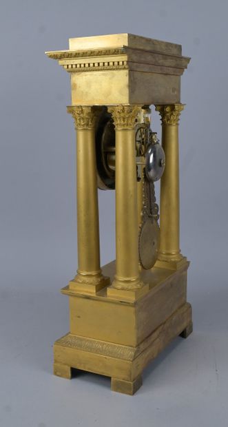 Four-column portico clock in mercury-gilded...