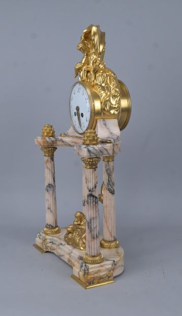 Louis XVI-style portico clock in marble and...
