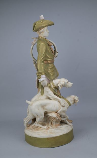 Grande statuette en porcelaine polychrome...
