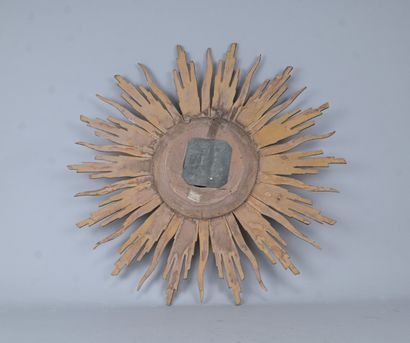 Gilded wooden sun-shaped wall clock, early...