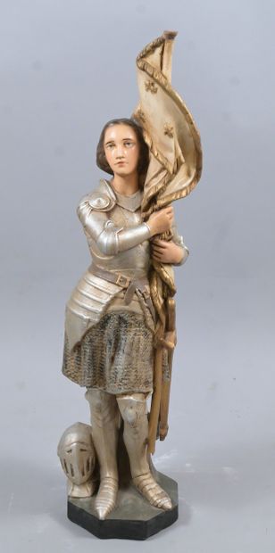 Joan of Arc, polychrome plaster religious...
