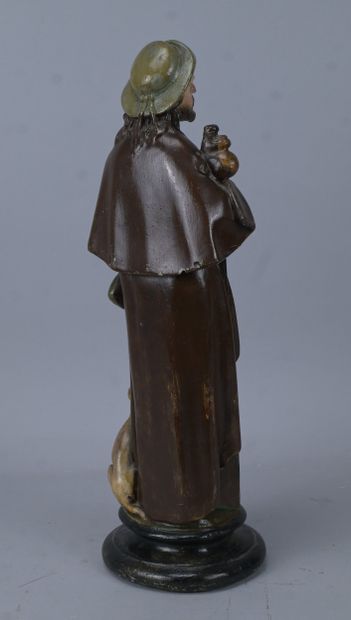 Saint Roch the Pilgrim with His Dog, polychrome...