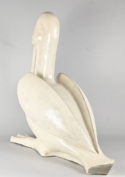 Sculpture animalière en grès émaillé représentant...