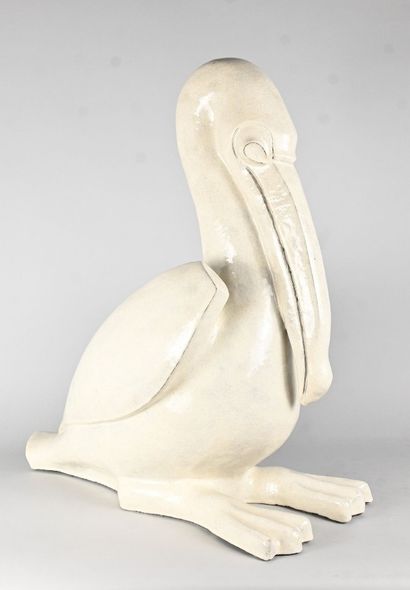 Sculpture animalière en grès émaillé représentant...