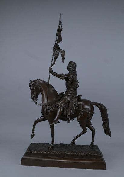 Jeanne d’Arc à cheval portant l’étendard,...