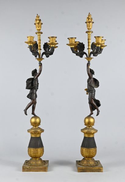 Paire de candélabres Empire / Charles X en...