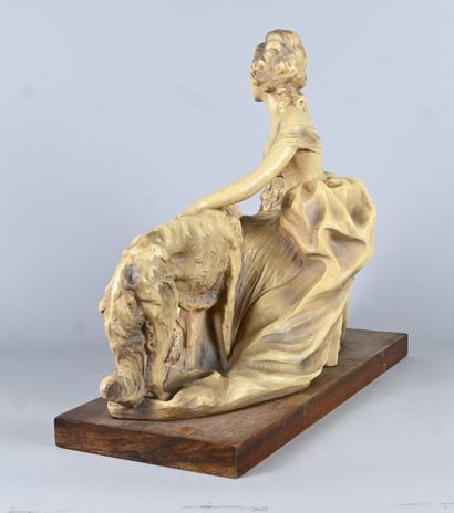 Élégante aux lévriers – sculpture Art Déco...