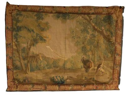 Grand tapisserie verdure aux oiseaux aquatiques,...