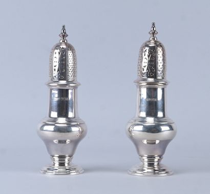 Paire de saupoudreuses en argent massif –...