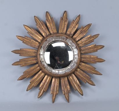Miroir soleil en bois doré, début du XXe...