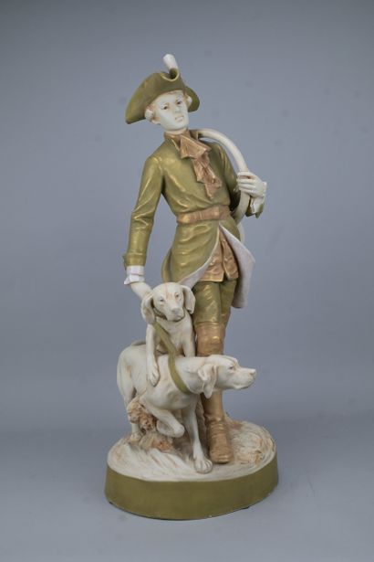 Grande statuette en porcelaine polychrome...