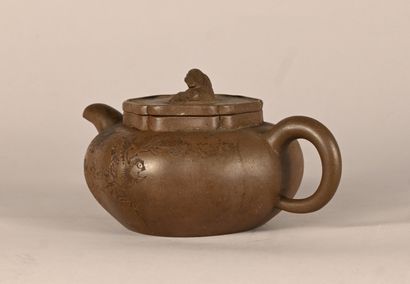Yixing stoneware teapot with incised and...