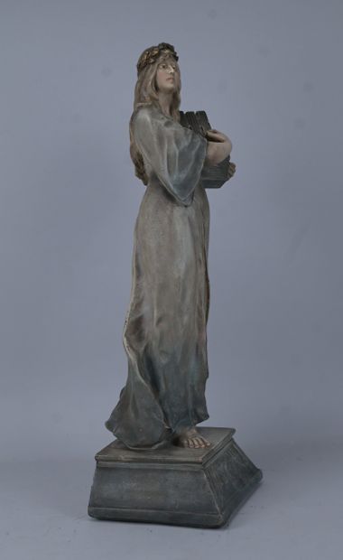 Allegory of Music in patinated plaster, early...