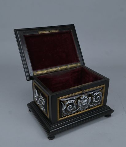 Coffret Napoléon III en bois noirci et panneaux...